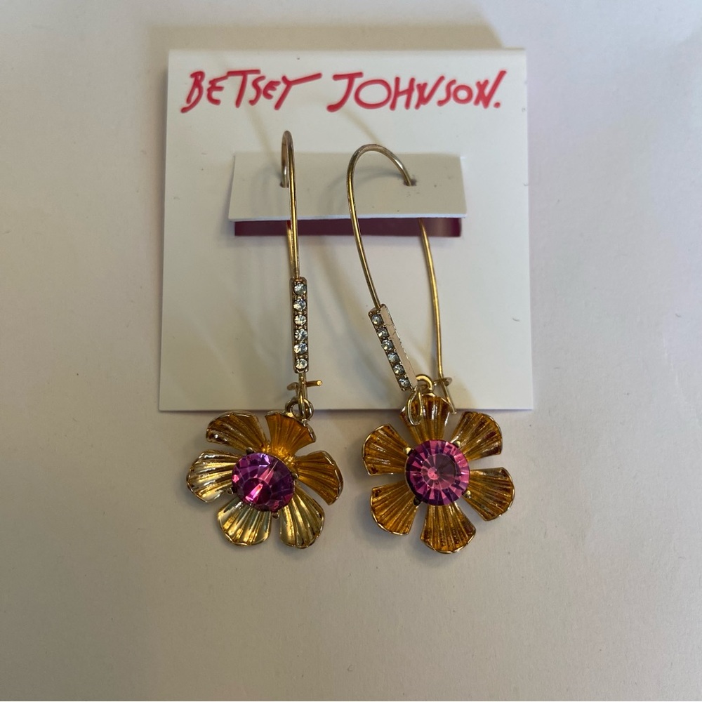 Betsey Johnson gold floral earrings